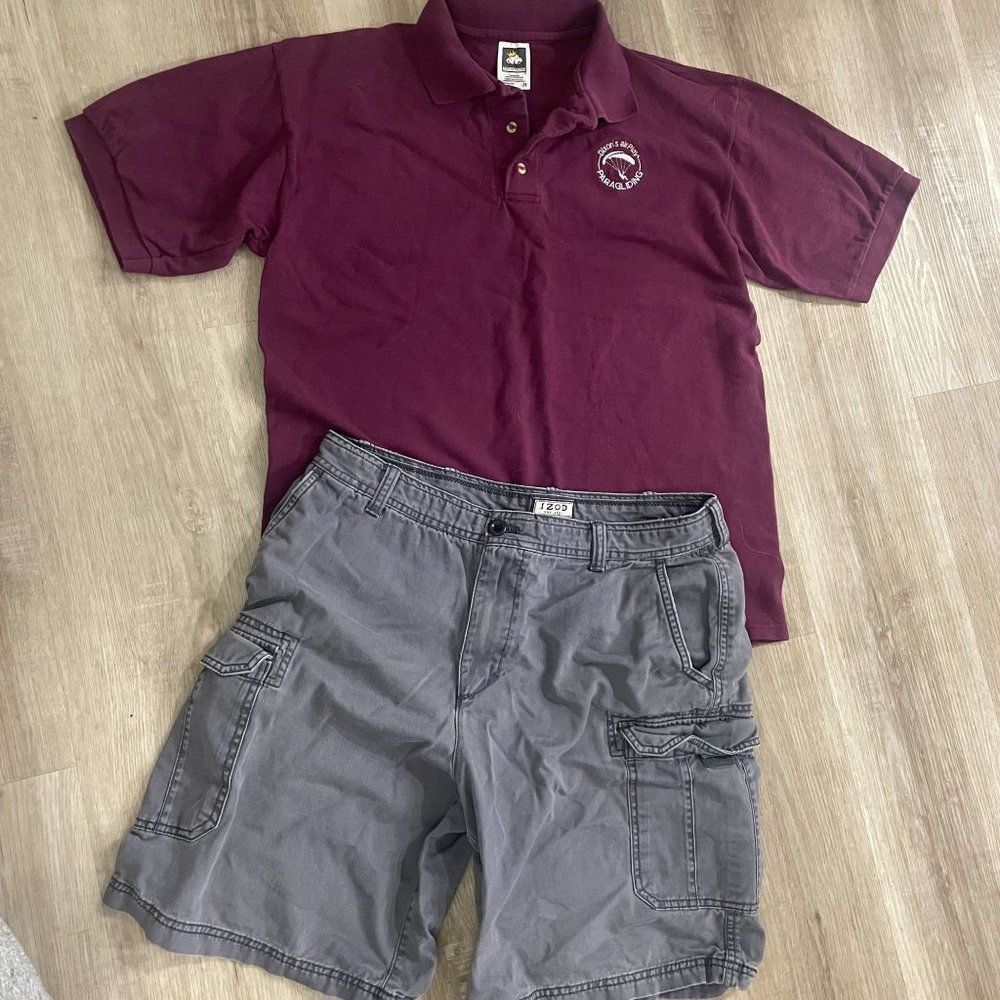 Men's Red Shirt & Grey Shorts US Size Shirt Medium | Shorts 34 - Bundle of 2